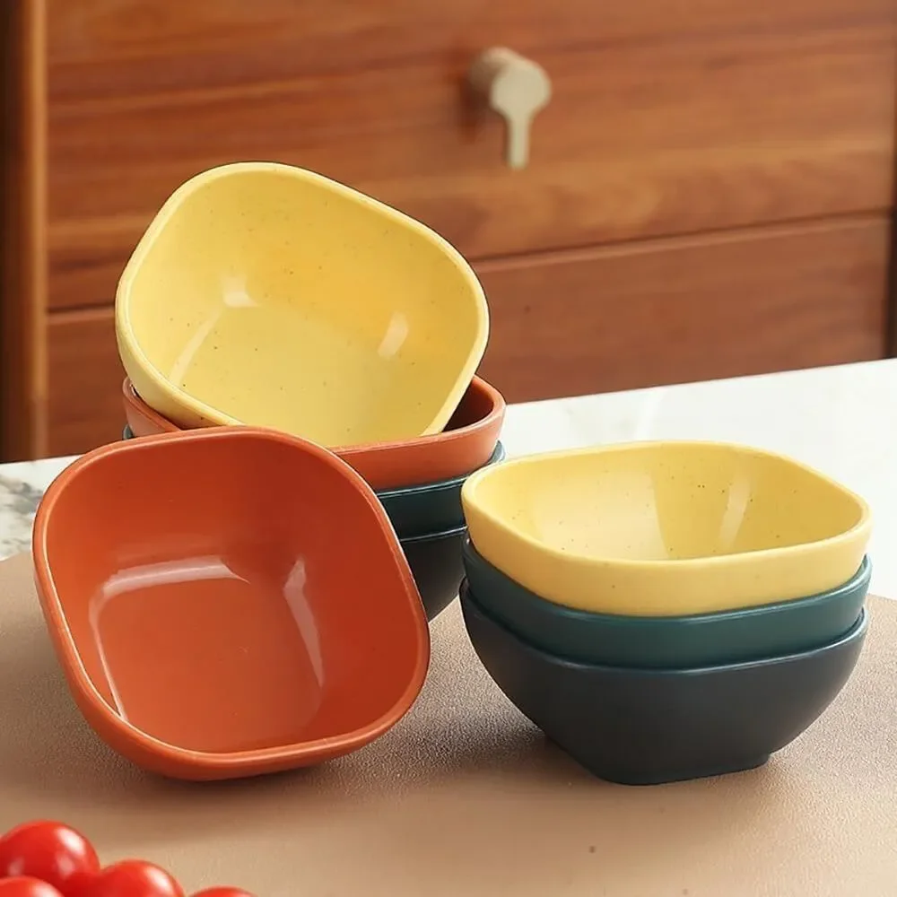 12 Pc Wheat Straw Square Bowls Reusable Mini Cereal Snack Dessert Dipping Bowls